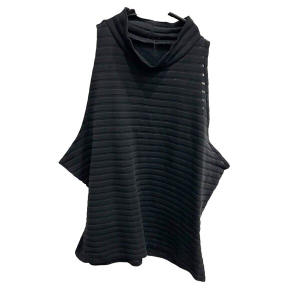 Black Textured Sleeveless Ribbed Mock Neck Top - Picture 1 of 8